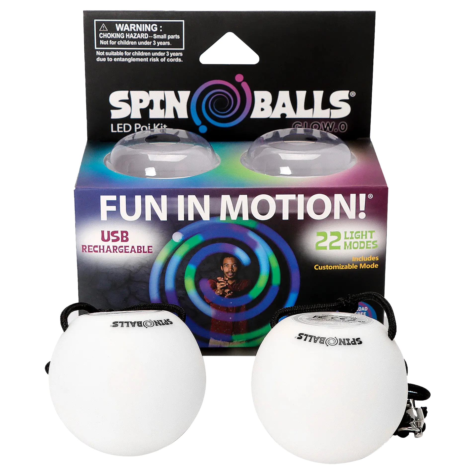 Spinballs Glow. 0 LED Rechargeable Poi Set P8