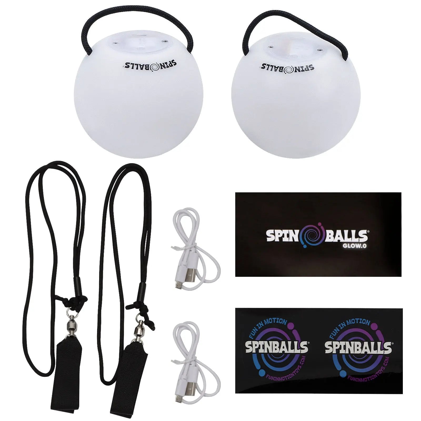 Spinballs Glow. 0 LED Rechargeable Poi Set P8