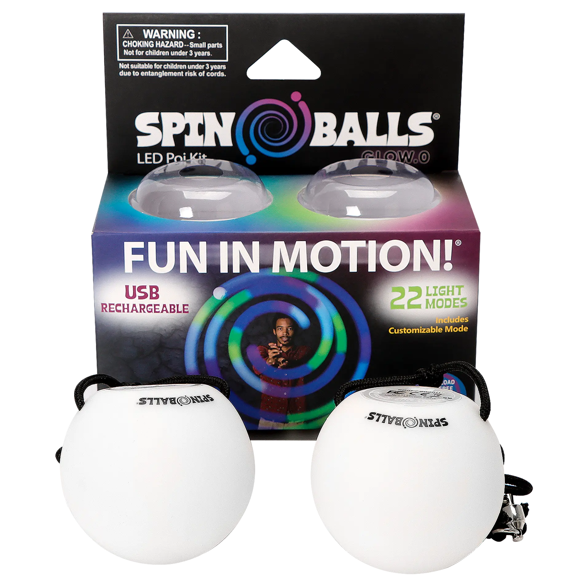 Spinballs Glow. 0 LED Rechargeable Poi Set P8